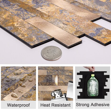 Oppio Taupe Natuursteen Wildverband - Zelfklevend Mozaiek 303x298x4mm