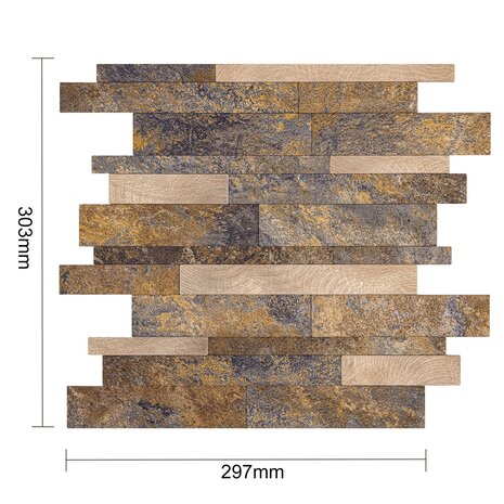 Oppio Taupe Natuursteen Wildverband - Zelfklevend Mozaiek 303x298x4mm