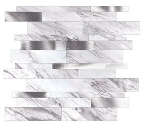 Oppio Wit marmerlook Natuursteen ALU Wildverband - Zelfklevend Mozaiek 303x298x4mm Oppio Wit marmerlook Natuursteen ALU Wildverband - Zelfklevend Mozaiek 303x298x4mm