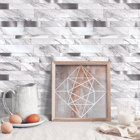 Oppio Wit marmerlook Natuursteen ALU Wildverband - Zelfklevend Mozaiek 303x298x4mm Oppio Wit marmerlook Natuursteen ALU Wildverband - Zelfklevend Mozaiek 303x298x4mm