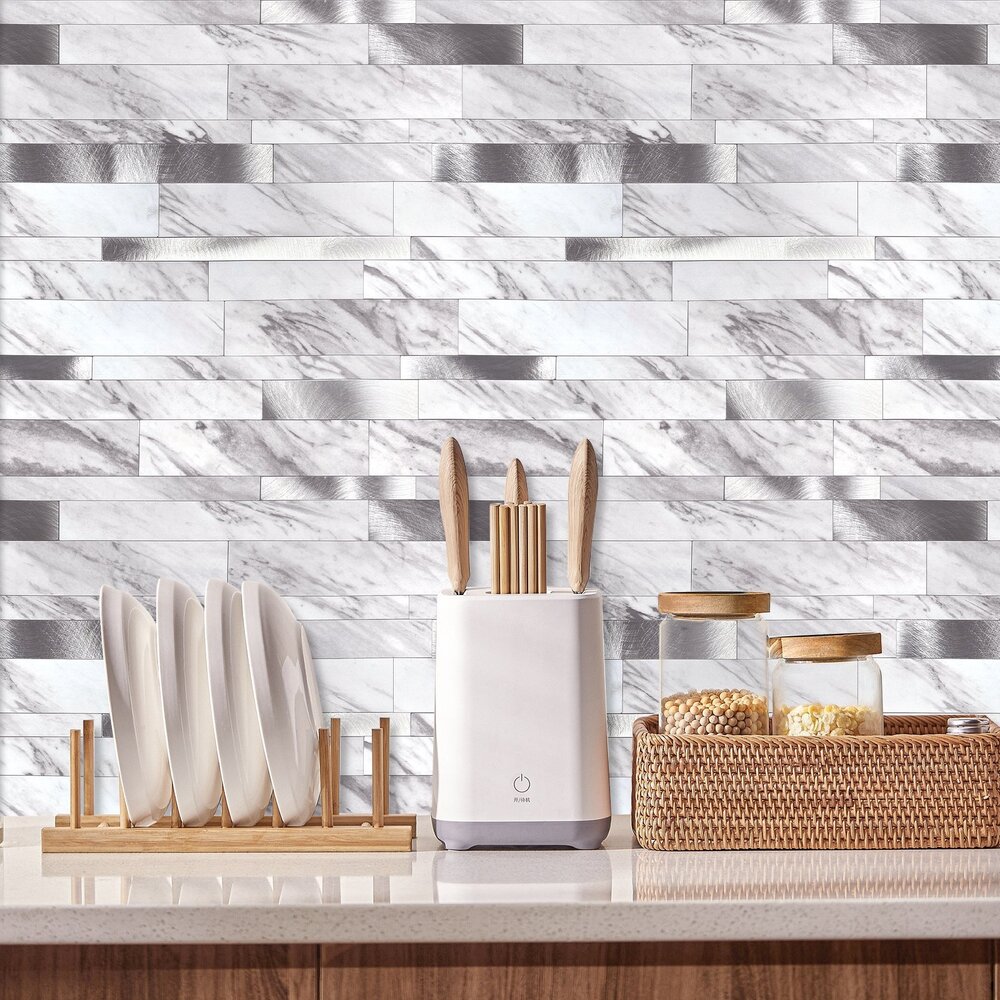 Oppio Wit marmerlook Natuursteen ALU Wildverband - Zelfklevend Mozaiek 303x298x4mm Oppio Wit marmerlook Natuursteen ALU Wildverband - Zelfklevend Mozaiek 303x298x4mm