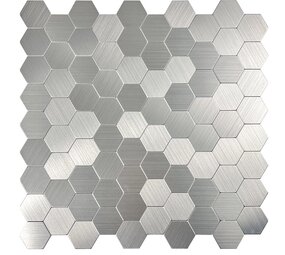 Oppio Geborsteld Zilver HEXAGON - Zelfklevend Mozaiek 291x286x4mm Oppio Geborsteld Zilver HEXAGON - Zelfklevend Mozaiek 291x286x4mm