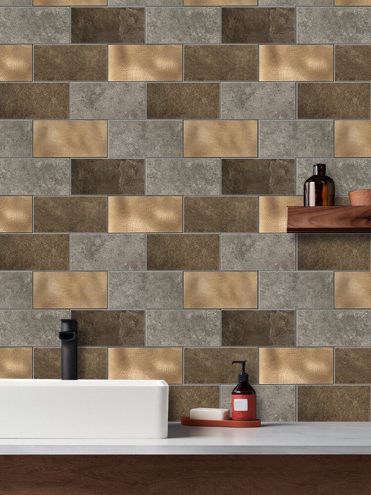 Oppio Koper XL Taupe Grijs METRO - Zelfklevend Mozaiek 30.5x30.5x4mm Oppio Koper XL Taupe Grijs METRO - Zelfklevend Mozaiek 30.5x30.5x4mm