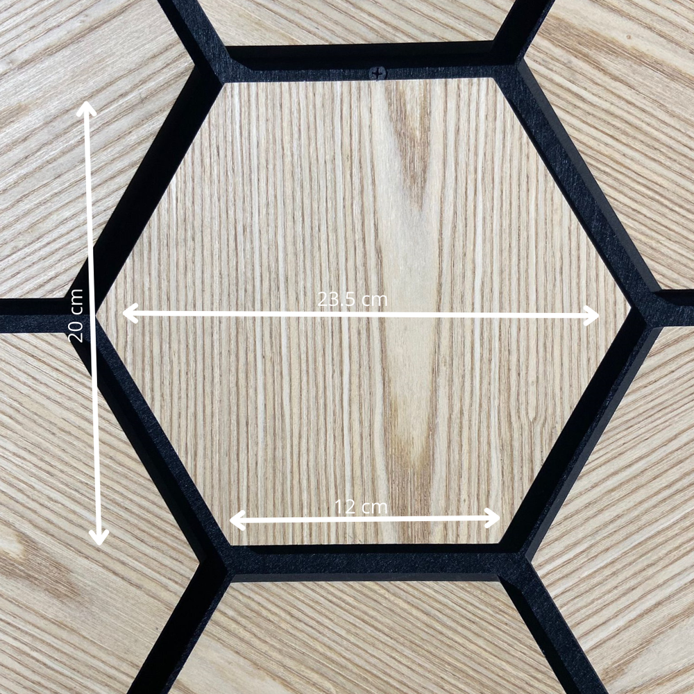 Oppio €18,- PER PANEEL - HEXAGON LICHT EIKEN Akupanel 760x620x21 akoestische wand panelen lattenwand met Vilt