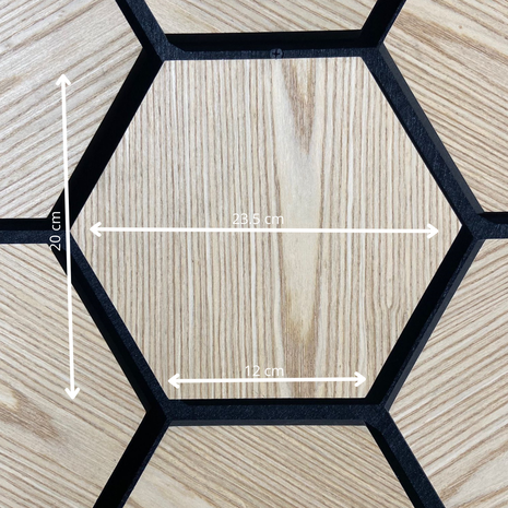Oppio €18,- PER PANEEL - HEXAGON LICHT EIKEN Akupanel 760x620x21 akoestische wand panelen lattenwand met Vilt