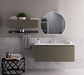 Oppio DECO - 60 CM ( Randloos ) Halfrond Toilet / Badkamerspiegel met verlichting Oppio DECO - 60 CM ( Randloos ) Halfrond Toilet / Badkamerspiegel met verlichting