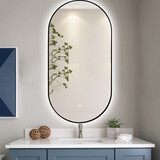 Oppio ELLIPS - 40x75 CM ( ZWART ) Toilet / Badkamerspiegel met verlichting