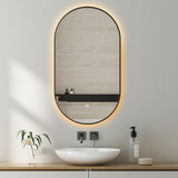 Oppio ELLIPS - 50x100 CM ( ZWART ) Toilet / Badkamerspiegel met verlichting