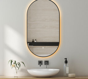 Oppio ELLIPS - 50x100 CM ( ZWART ) Toilet / Badkamerspiegel met verlichting Oppio ELLIPS - 50x100 CM ( ZWART ) Toilet / Badkamerspiegel met verlichting