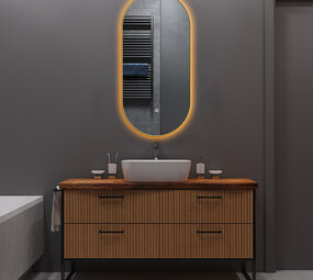 Oppio ELLIPS - 50x100 CM ( GOUD ) Toilet / Badkamerspiegel met verlichting Oppio ELLIPS - 50x100 CM ( GOUD ) Toilet / Badkamerspiegel met verlichting