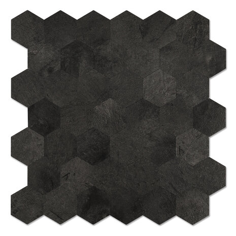 Oppio XL Antraciet Leisteen HEXAGON - Zelfklevend Mozaïek 290x288mm Oppio XL Antraciet Leisteen HEXAGON - Zelfklevend Mozaïek 290x288mm