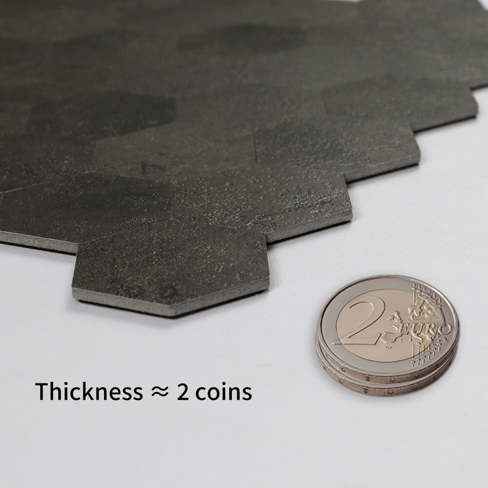 Oppio XL Antraciet Leisteen HEXAGON - Zelfklevend Mozaïek 290x288mm Oppio XL Antraciet Leisteen HEXAGON - Zelfklevend Mozaïek 290x288mm