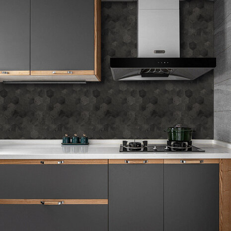 Oppio XL Antraciet Leisteen HEXAGON - Zelfklevend Mozaïek 290x288mm Oppio XL Antraciet Leisteen HEXAGON - Zelfklevend Mozaïek 290x288mm
