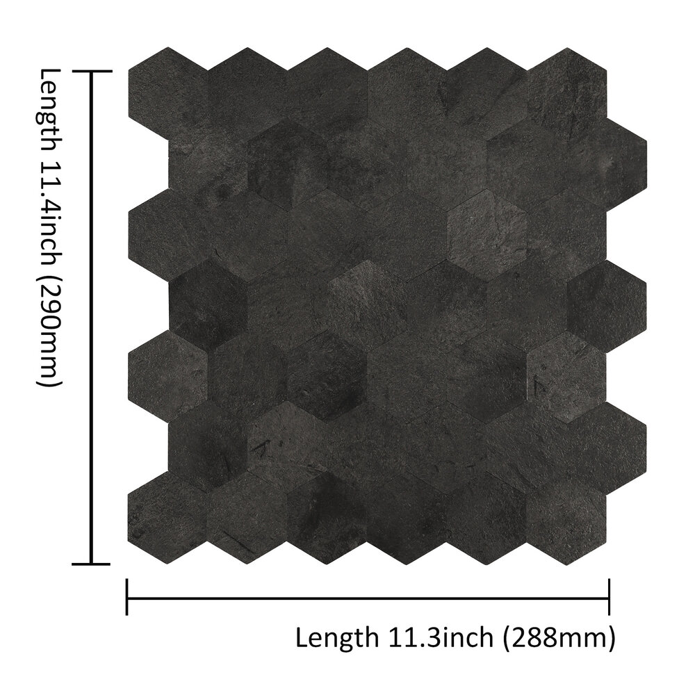 Oppio XL Antraciet Leisteen HEXAGON - Zelfklevend Mozaïek 290x288mm Oppio XL Antraciet Leisteen HEXAGON - Zelfklevend Mozaïek 290x288mm