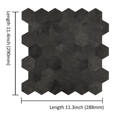 Oppio XL Antraciet Leisteen HEXAGON - Zelfklevend Mozaïek 290x288mm Oppio XL Antraciet Leisteen HEXAGON - Zelfklevend Mozaïek 290x288mm