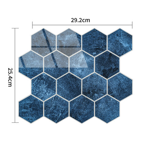 Oppio BLUE MARBLE Hexagon - Zelfklevende Mozaïek 29.2x25.4x3.3 mm Oppio BLUE MARBLE Hexagon - Zelfklevende Mozaïek 29.2x25.4x3.3 mm