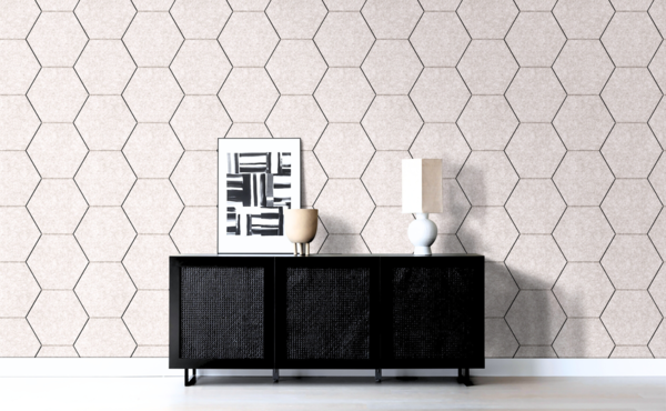 Oppio OPPIO Viltpaneel Beige - HEXAGON - 60x280 cm - Brandvertragend & Geluiddempend Oppio OPPIO Viltpaneel Beige - HEXAGON - 60x280 cm - Brandvertragend & Geluiddempend