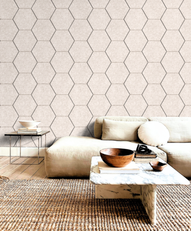 Oppio OPPIO Viltpaneel Beige - HEXAGON - 60x280 cm - Brandvertragend & Geluiddempend Oppio OPPIO Viltpaneel Beige - HEXAGON - 60x280 cm - Brandvertragend & Geluiddempend