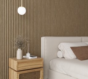 Oppio RONDE LATTEN - WALNOOT Eiken akoestische wand panelen lattenwand met Vilt