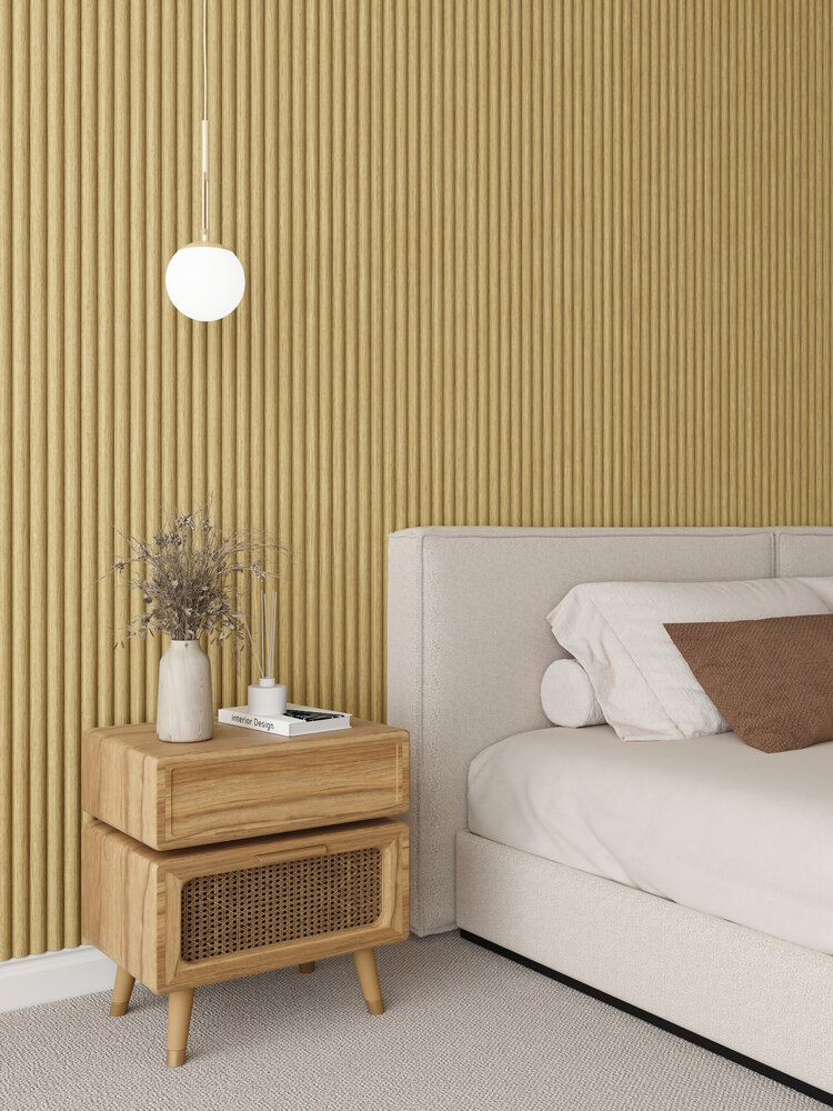 Oppio RONDE LATTEN - LICHT Eiken akoestische wand panelen lattenwand met Vilt