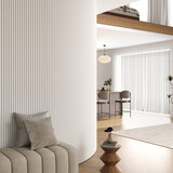 Oppio RONDE LATTEN - WIT Eiken akoestische wand panelen lattenwand met Vilt