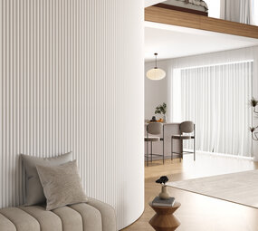 Oppio RONDE LATTEN - WIT Eiken akoestische wand panelen lattenwand met Vilt