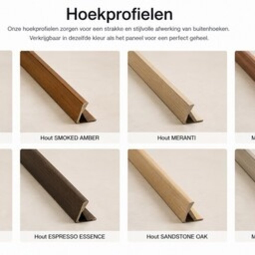 Oppio Buitenhoekprofiel  tbv. Bamboo Wandpanelen  - ZILVER CELESTE