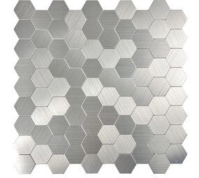 Oppio Geborsteld Zilver HEXAGON - Zelfklevend Mozaiek 291x286x4mm Oppio Geborsteld Zilver HEXAGON - Zelfklevend Mozaiek 291x286x4mm