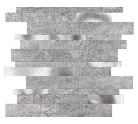 Oppio Grijs-Zilver Natuursteen ALU Wildverband - Zelfklevend Mozaiek 303x298x4mm Oppio Grijs-Zilver Natuursteen ALU Wildverband - Zelfklevend Mozaiek 303x298x4mm