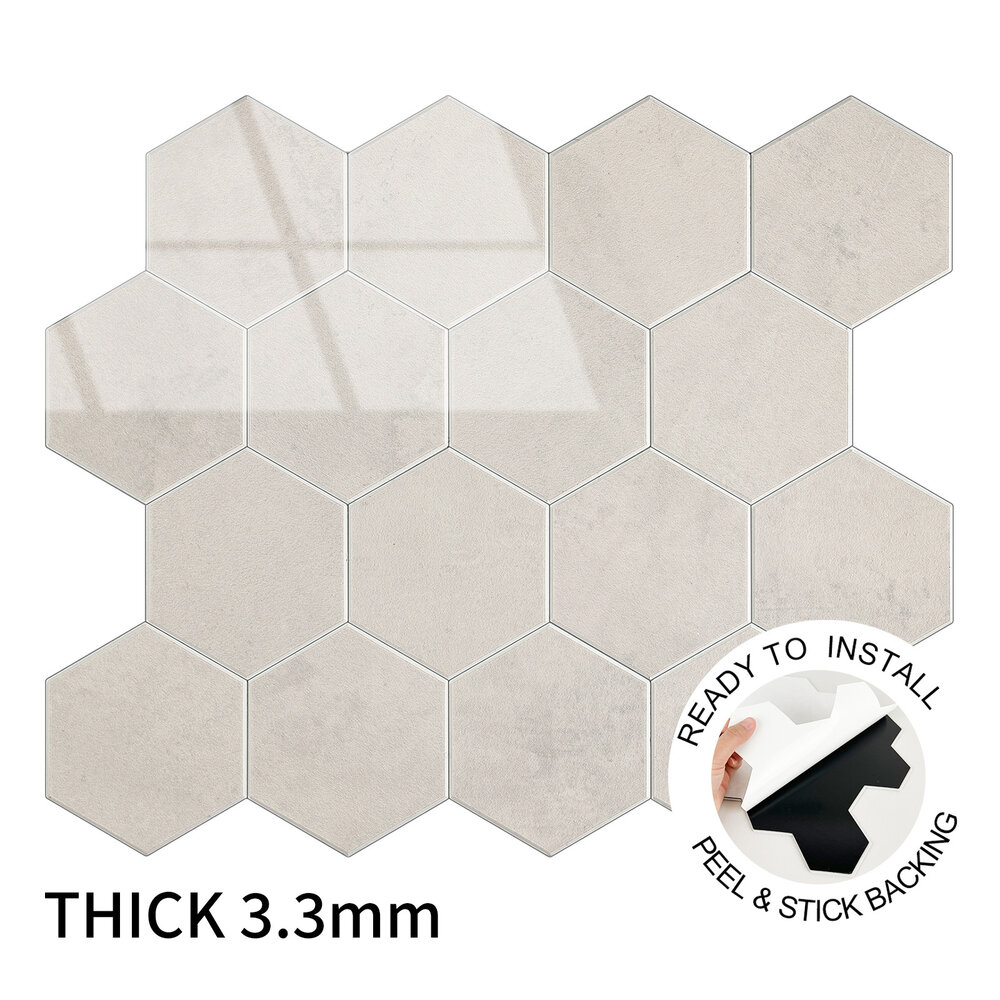 Oppio BEIGE MARBLE  Hexagon - Zelfklevende Mozaïek 29.2x25.4x3.3 mm