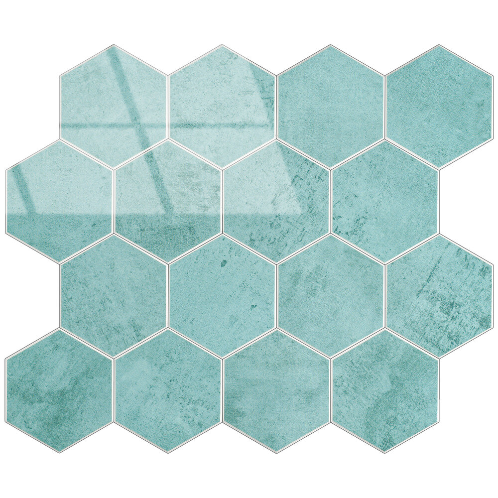 Oppio BALTIC BLUE Hexagon - Zelfklevende Mozaïek 29.2x25.4x3.3 mm