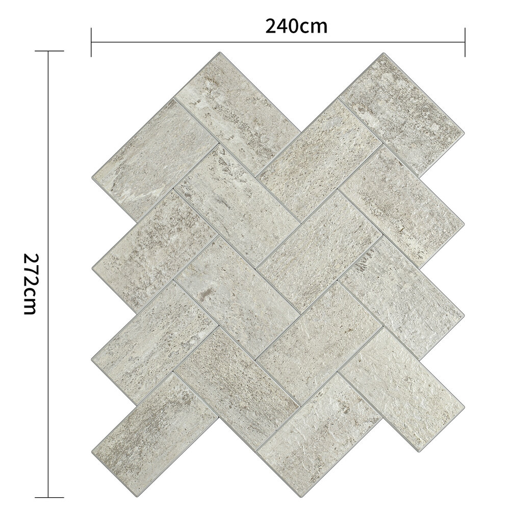 Oppio XL Visgraat Stone Taupe - Zelfklevend Mozaïek