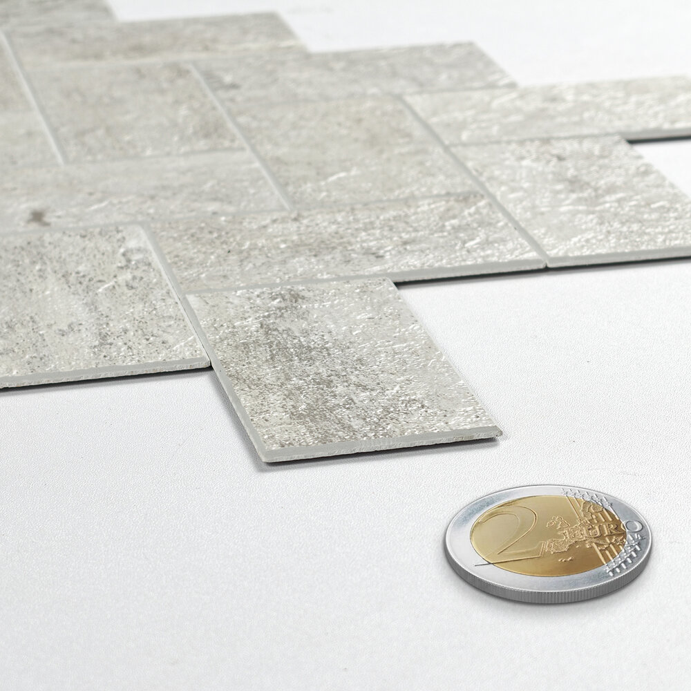 Oppio XL Visgraat Stone Taupe - Zelfklevend Mozaïek