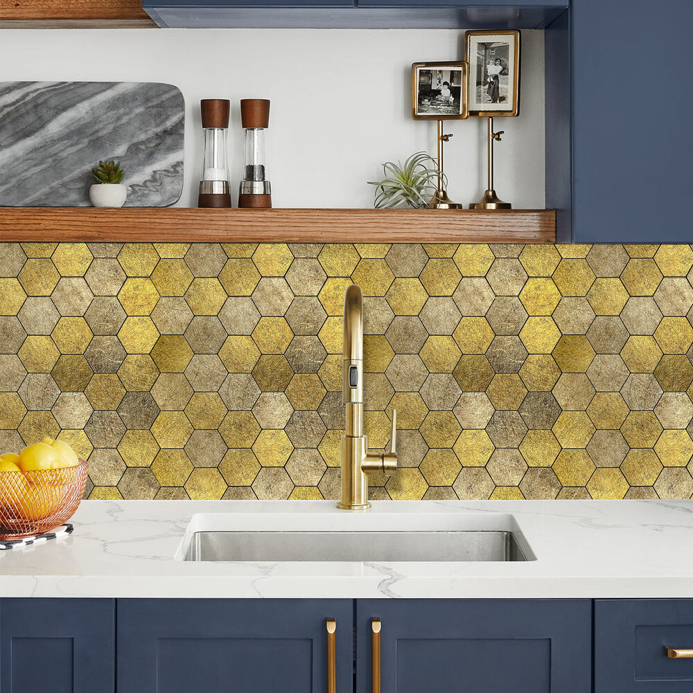 Oppio XL Honey Stone HEXAGON - Zelfklevende Mozaïek