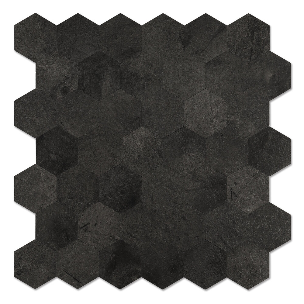 Oppio XL Antraciet Leisteen HEXAGON - Zelfklevend Mozaïek  290x288mm
