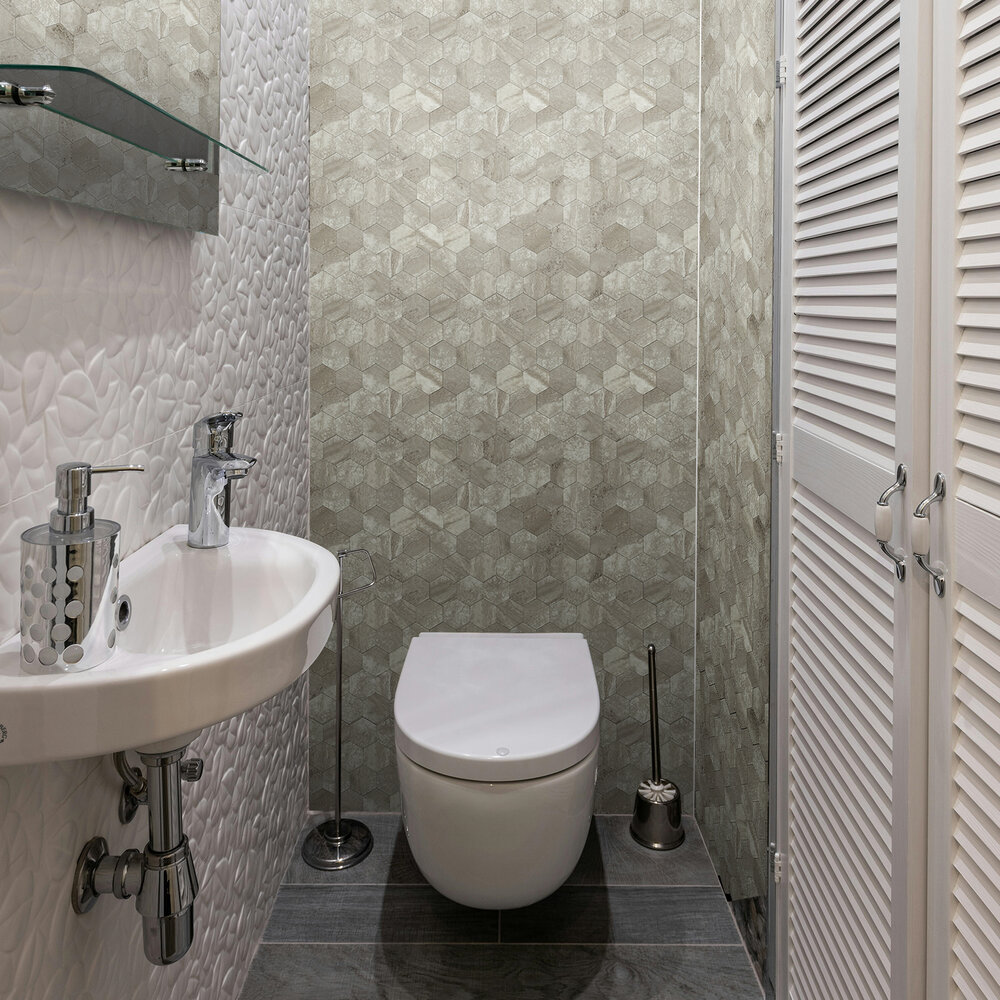 Oppio XL Stone Taupe HEXAGON - Zelfklevend Mozaïek 290x288mm