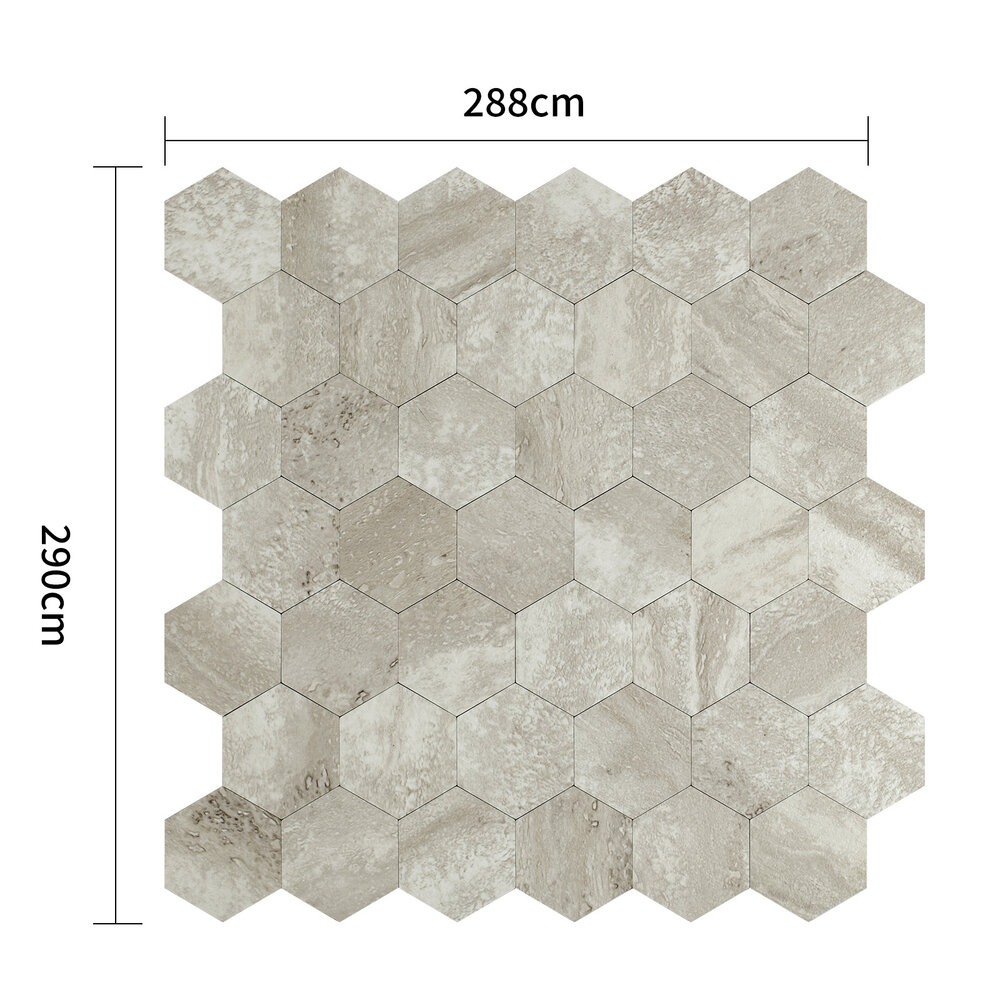 Oppio XL Stone Taupe HEXAGON - Zelfklevend Mozaïek 290x288mm
