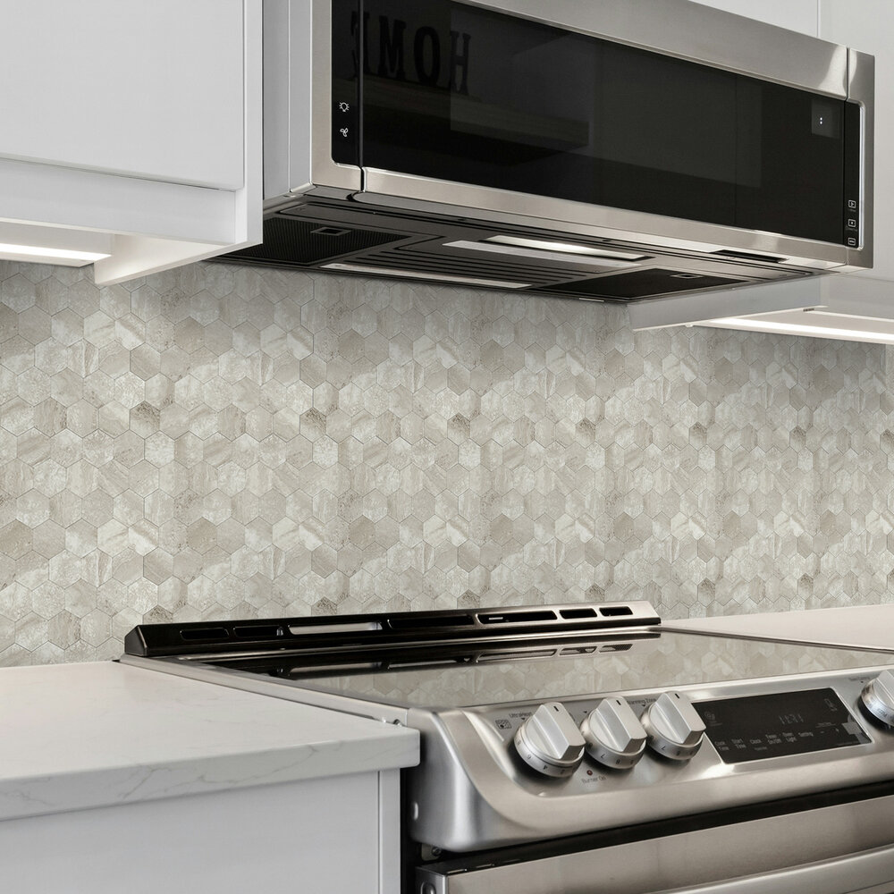 Oppio XL Stone Taupe HEXAGON - Zelfklevend Mozaïek 290x288mm