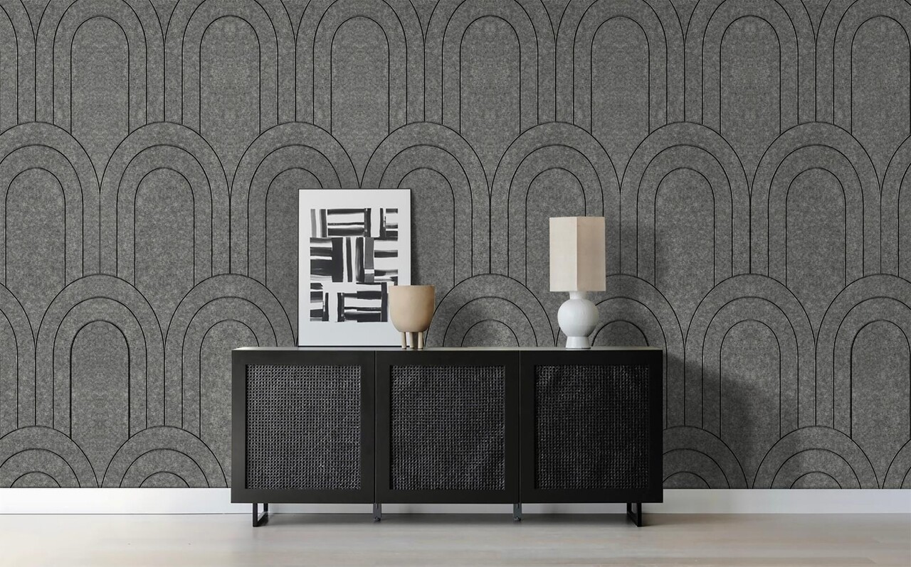 Oppio OPPIO Viltpaneel Grijs - BAROK - 60x280 cm - Brandvertragend & Geluiddempend