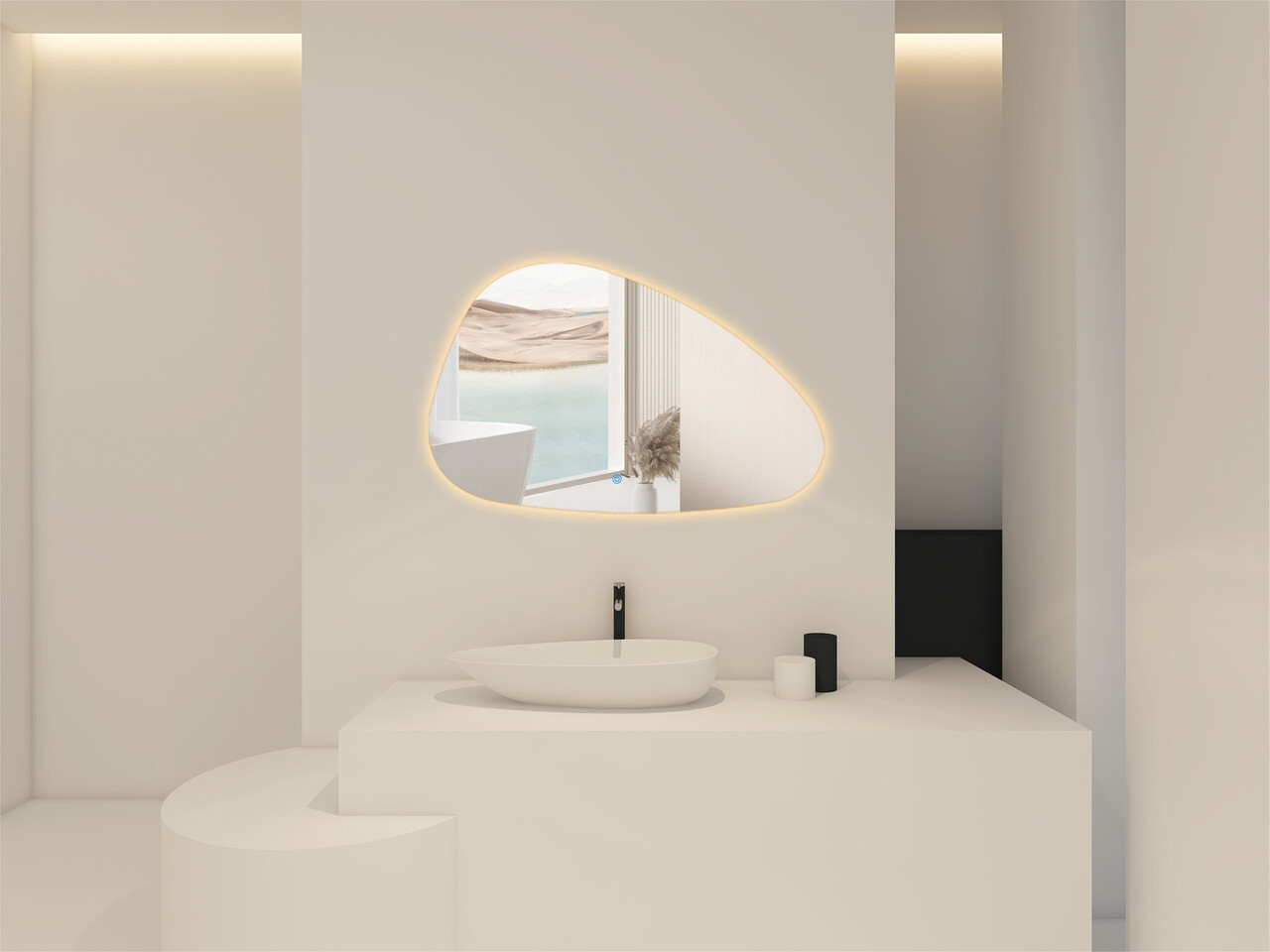Oppio ARTSY - 100 CM ( Randloos ) Toilet / Badkamerspiegel met verlichting Oppio ARTSY - 100 CM ( Randloos ) Toilet / Badkamerspiegel met verlichting