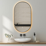 Oppio ELLIPS - 50x100 CM ( ZWART ) Toilet / Badkamerspiegel met verlichting
