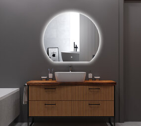 Oppio DECO - 100 CM ( Randloos ) Halfrond Badkamerspiegel met verlichting