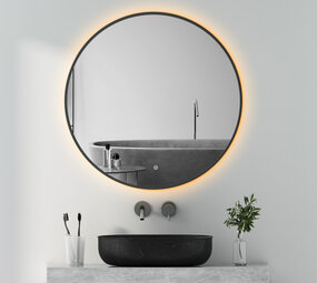 Oppio LUNA - 40 CM ( ZWART ) Badkamerspiegel met verlichting