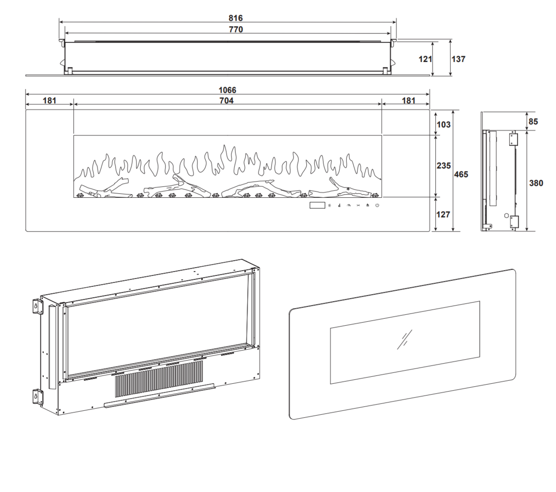 Oppio New York - 105 CM OPBOUW Elektrische Sfeerhaard MET VERWARMING + WIFI + APP FUNCTIE Oppio New York - 105 CM OPBOUW Elektrische Sfeerhaard MET VERWARMING + WIFI + APP FUNCTIE