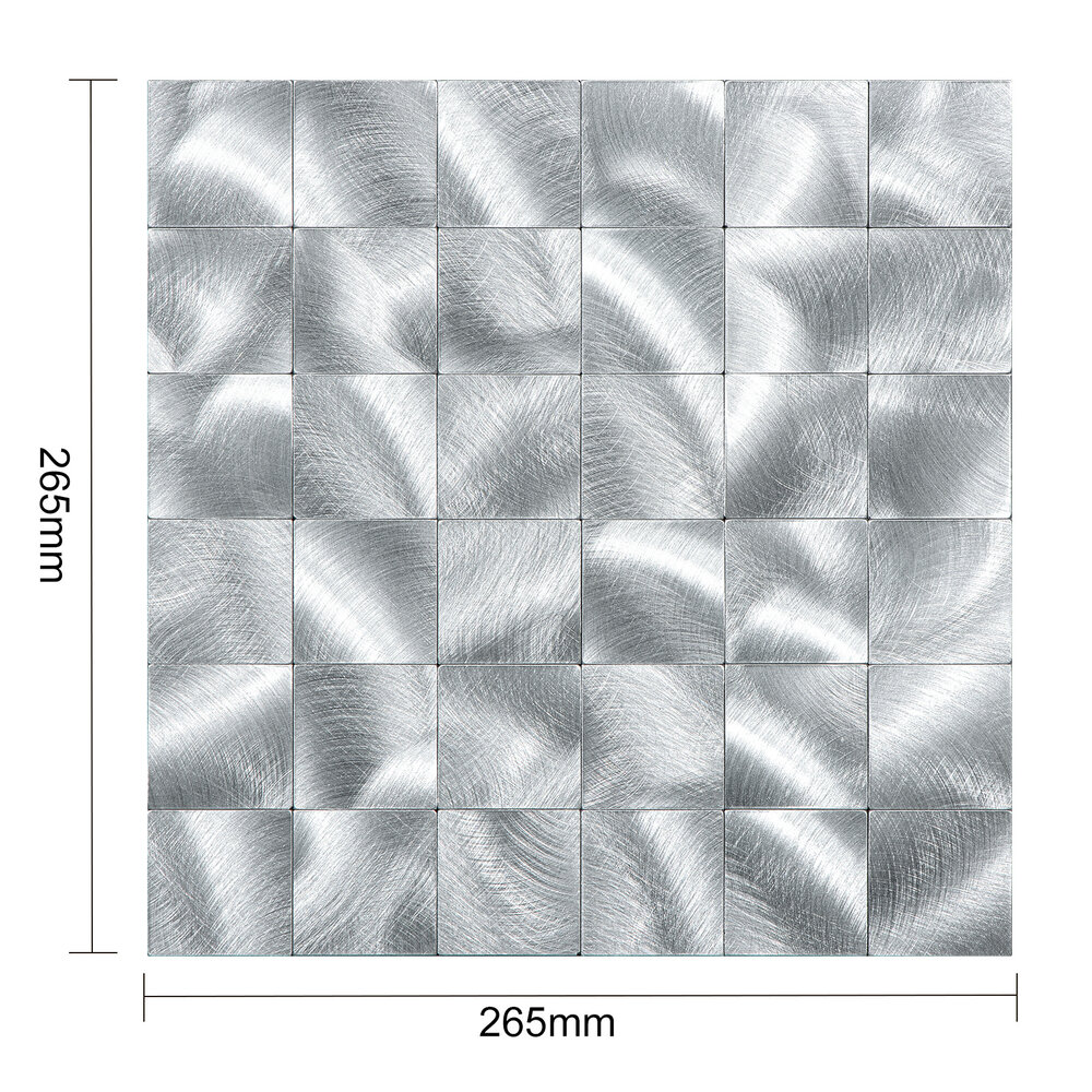 Oppio XL Geborsteld Zilver - Grote blokken - Zelfklevend Mozaiek 305x305x4mm Oppio XL Geborsteld Zilver - Grote blokken - Zelfklevend Mozaiek 305x305x4mm