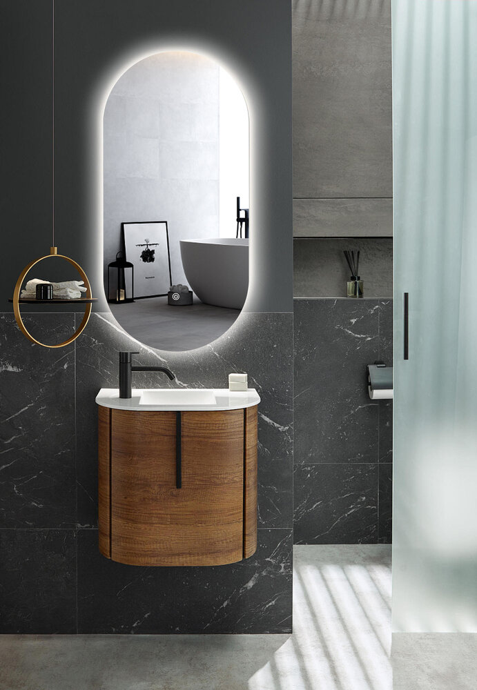 Oppio ELLIPS - 50x100 CM ( Randloos ) Toilet / Badkamerspiegel met verlichting Oppio ELLIPS - 50x100 CM ( Randloos ) Toilet / Badkamerspiegel met verlichting