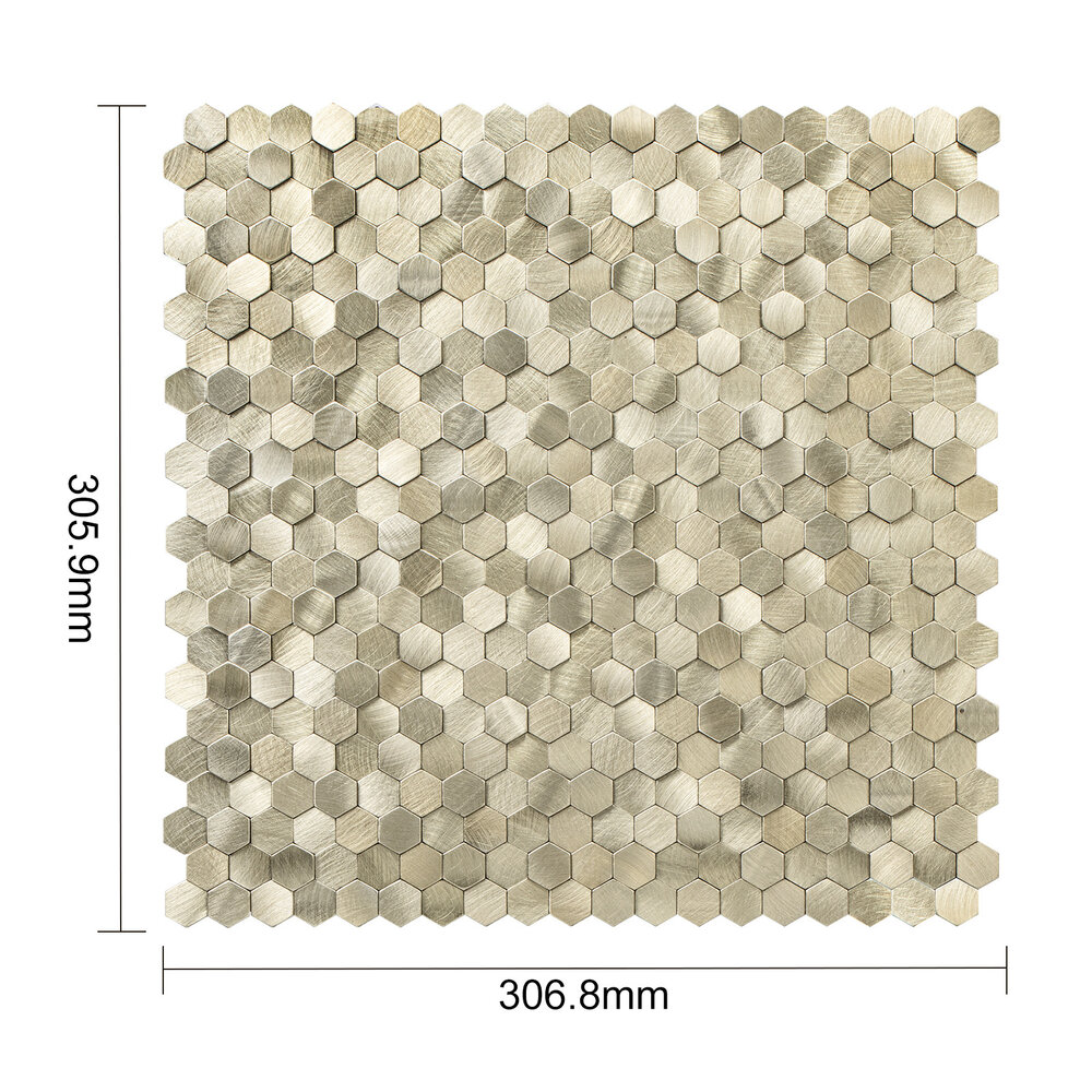 Oppio Geborsteld MINI Hexagon Goud - Zelfklevend Mozaiek 308x298x4mm Oppio Geborsteld MINI Hexagon Goud - Zelfklevend Mozaiek 308x298x4mm