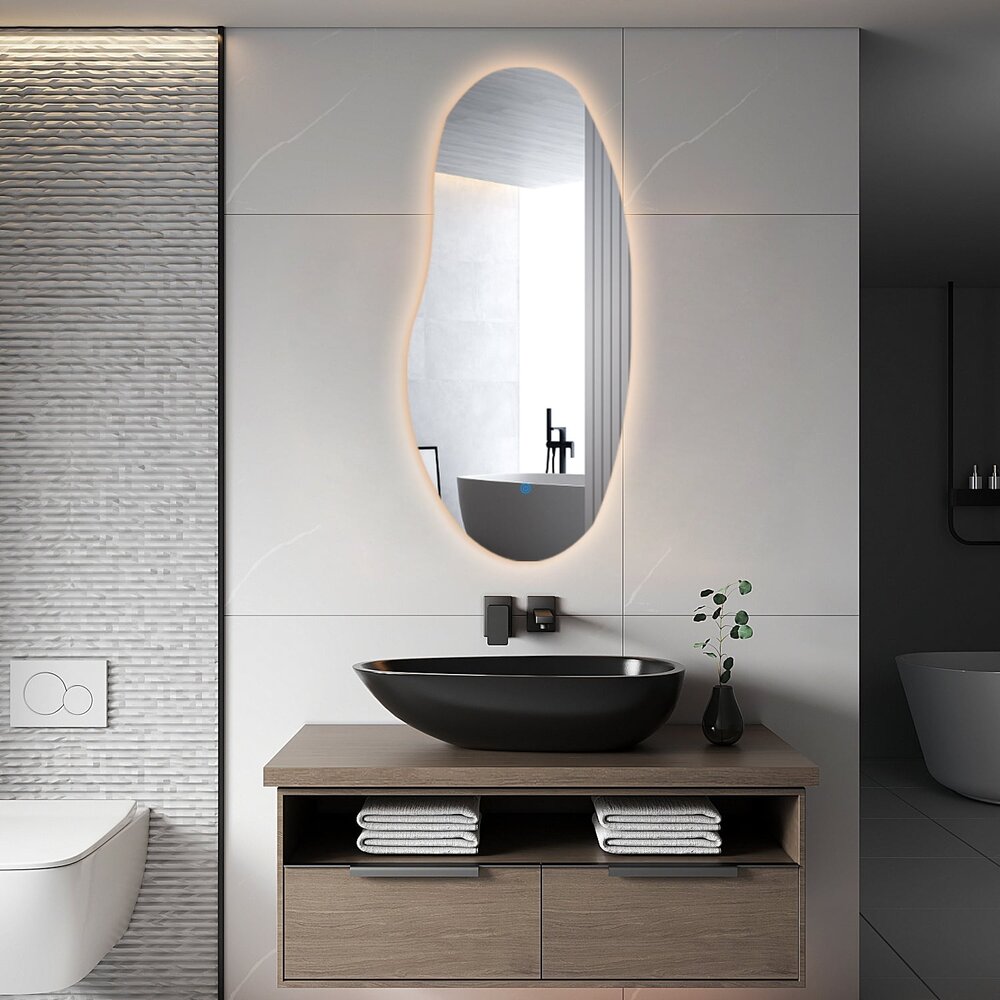 Oppio AURA – ORGANISCH 45×100 ( Randloos ) Toilet / Badkamerspiegel met verlichting