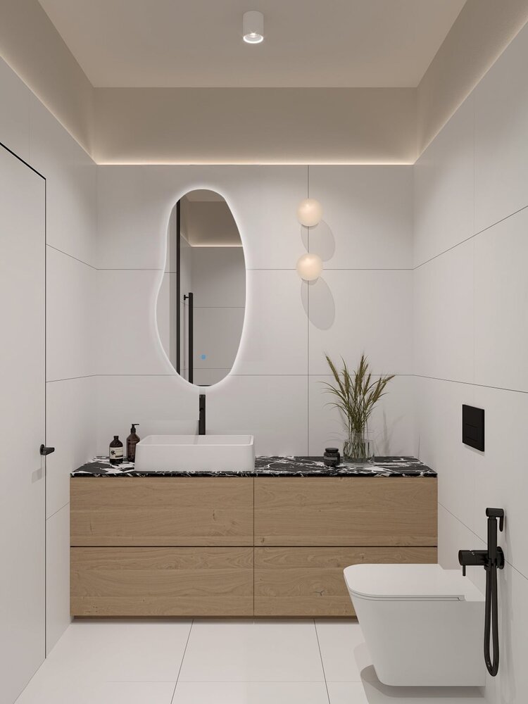 Oppio AURA – ORGANISCH 45×100 ( Randloos ) Toilet / Badkamerspiegel met verlichting