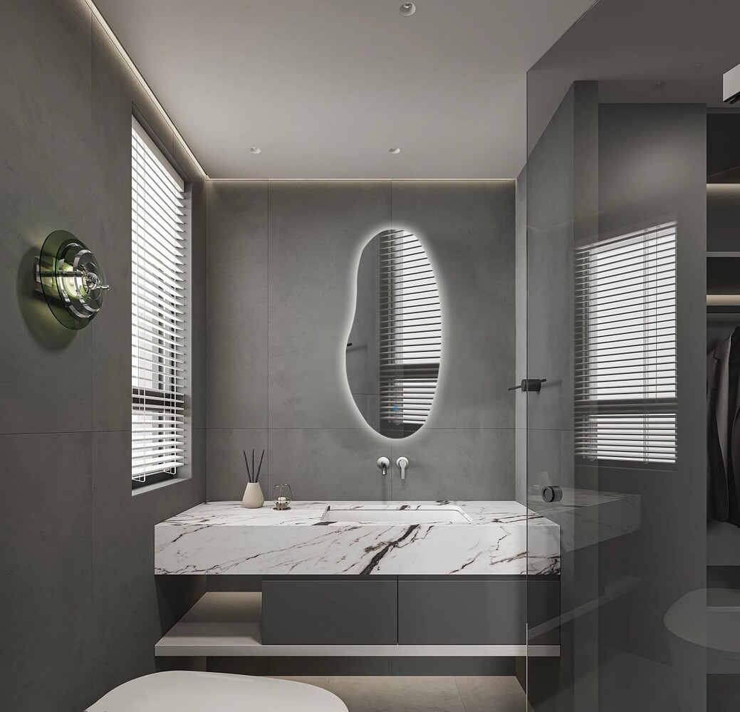 Oppio AURA – ORGANISCH 45×100 ( Randloos ) Toilet / Badkamerspiegel met verlichting